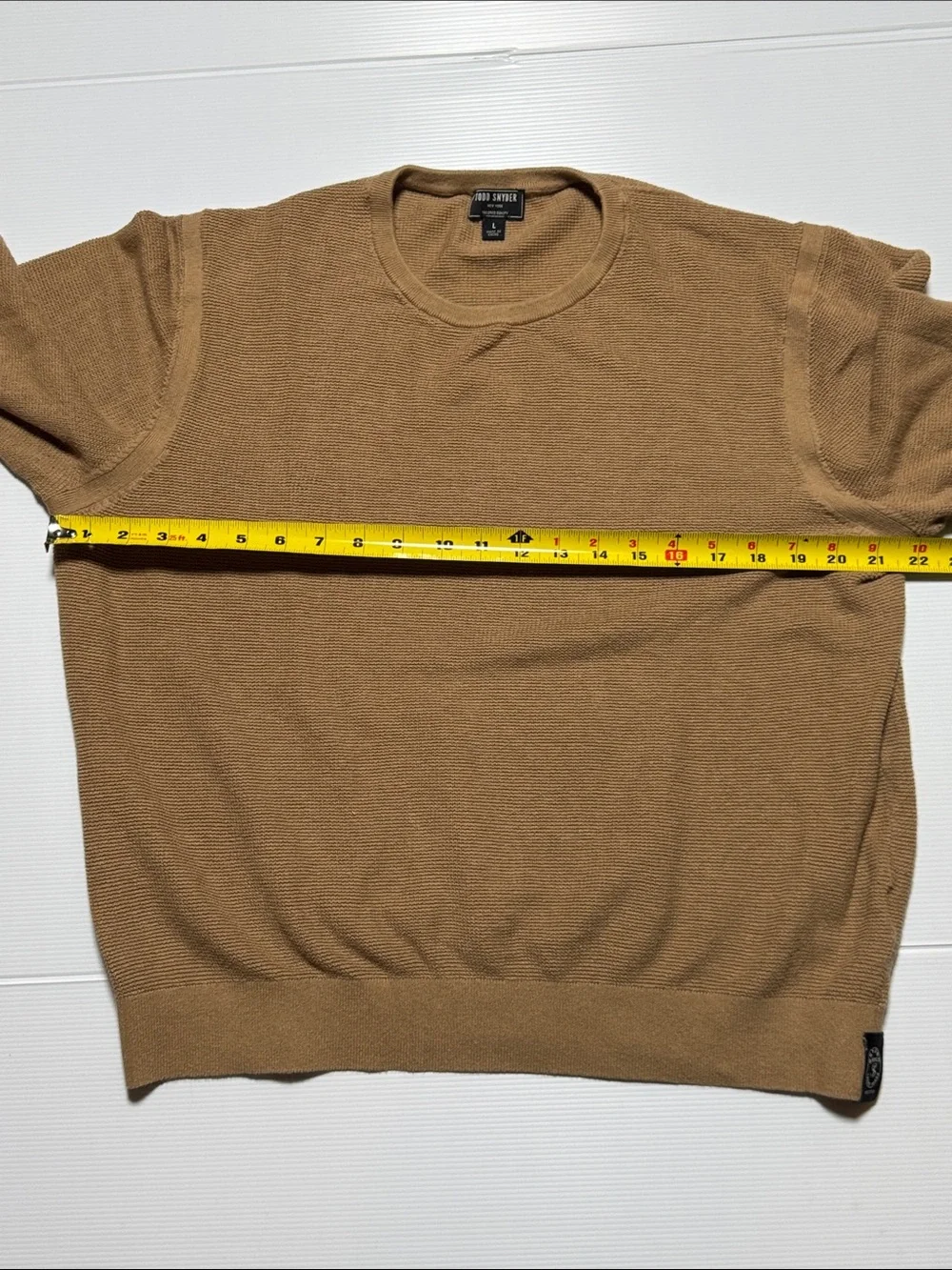 TODD SNYDER Men’s Cotton Mulberry Silk Tan Textured Knit Crewneck Sweater LG